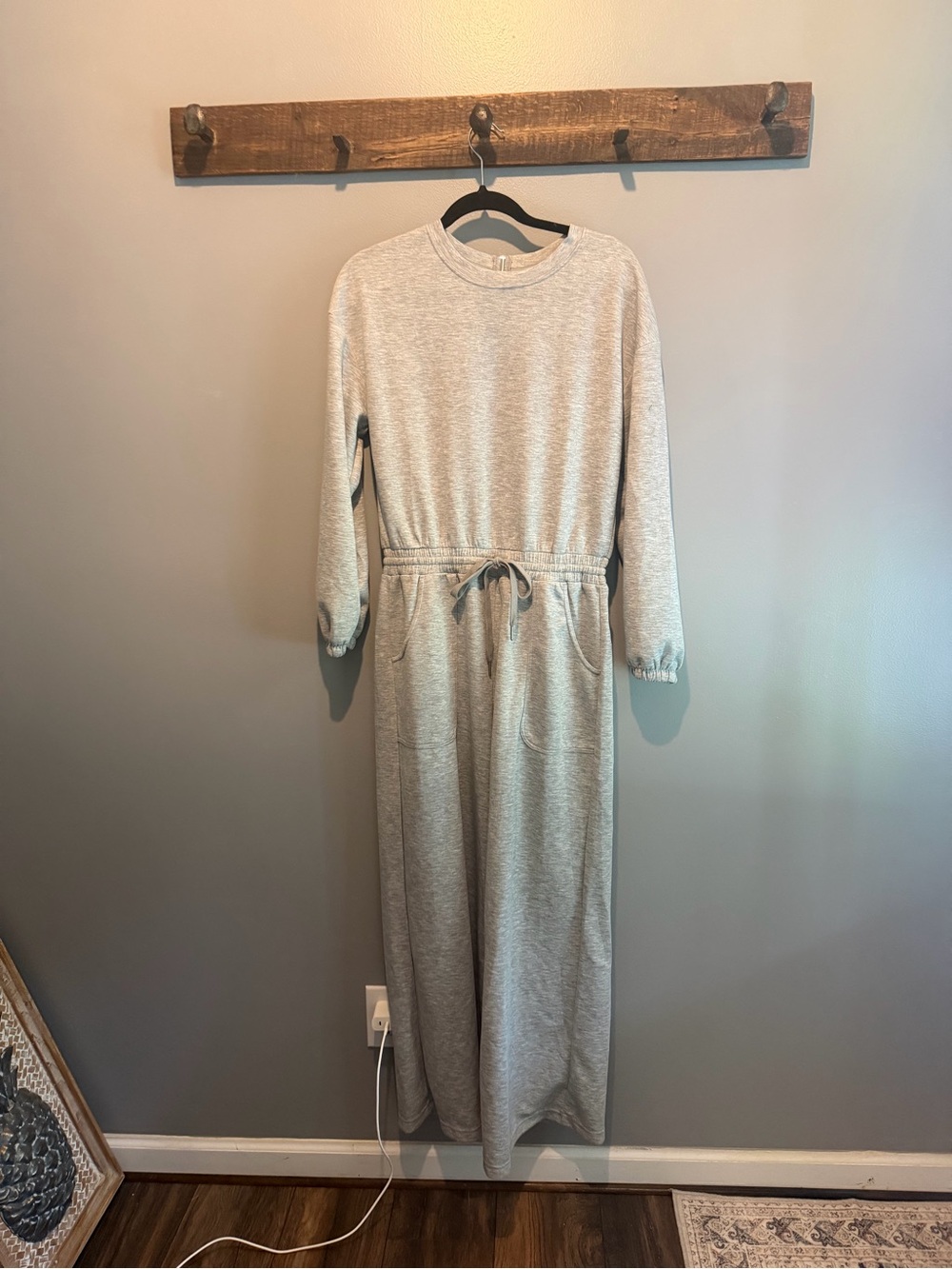 HALARA Light Gray Long Sleeve Drawstring Jumpsuit